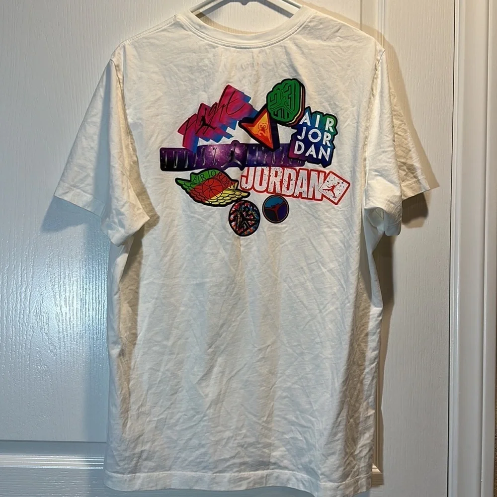Jordan Stickers Flight Wingman Crew Basketball Shirt White Size X-Large EUC 7296
